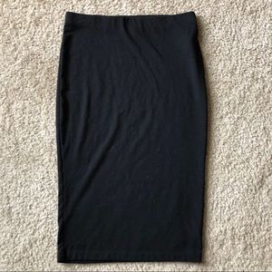 Black Cotton Pencil Skirt